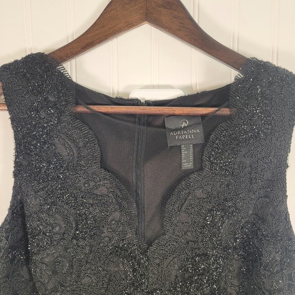 Adrianna Papell Black Formal Embellished Lace Sleeveless Jumpsuit Size 10 - Picture 1 of 10